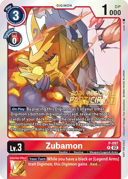 Digimon Card Game Sammelkarte P-097 Zubamon alternatives Artwork 1