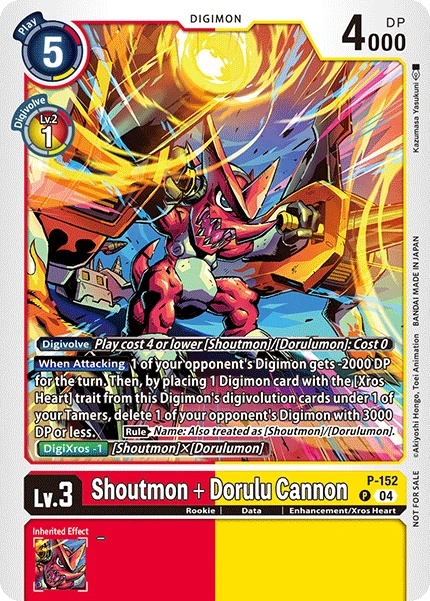 Digimon Card Game Sammelkarte P-152 Shoutmon + Dorulu Cannon