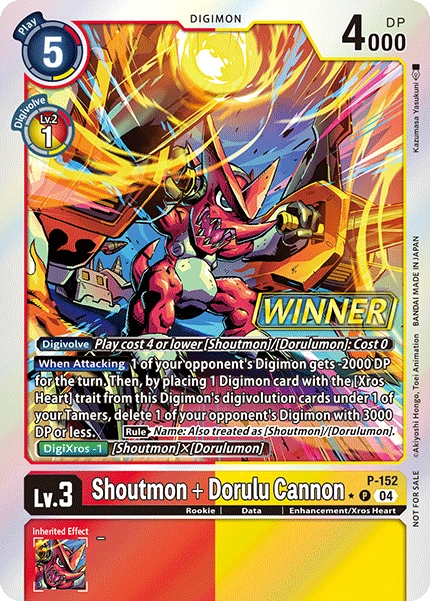 Digimon Card Game Sammelkarte P-152 Shoutmon + Dorulu Cannon alternatives Artwork 1